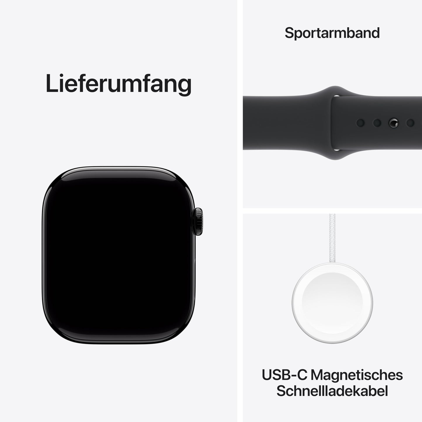 Apple Watch Series 10 (GPS 46 mm) Smartwatch mit Aluminiumgehäuse in Diamantschwarz und Sportarmband in Schwarz (S/M). Fitnesstracker