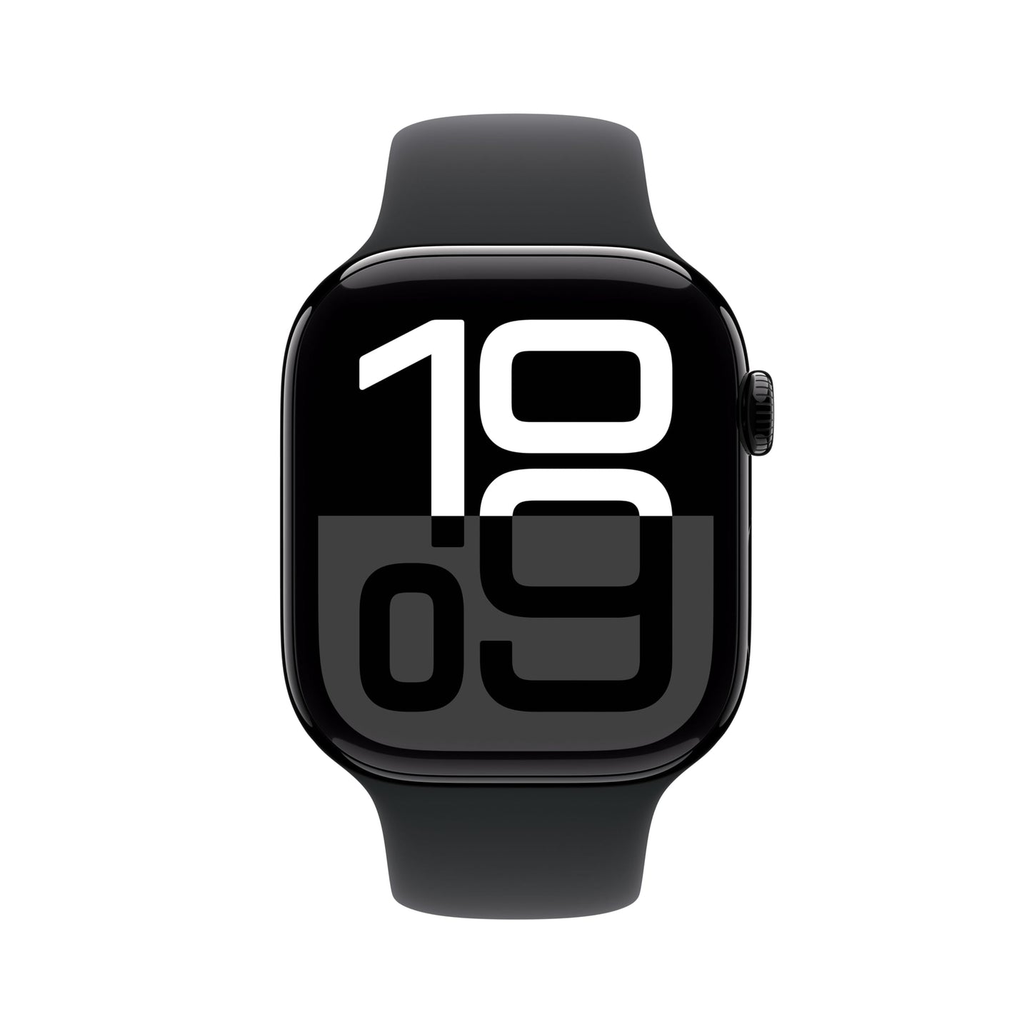 Apple Watch Series 10 (GPS 46 mm) Smartwatch mit Aluminiumgehäuse in Diamantschwarz und Sportarmband in Schwarz (S/M). Fitnesstracker