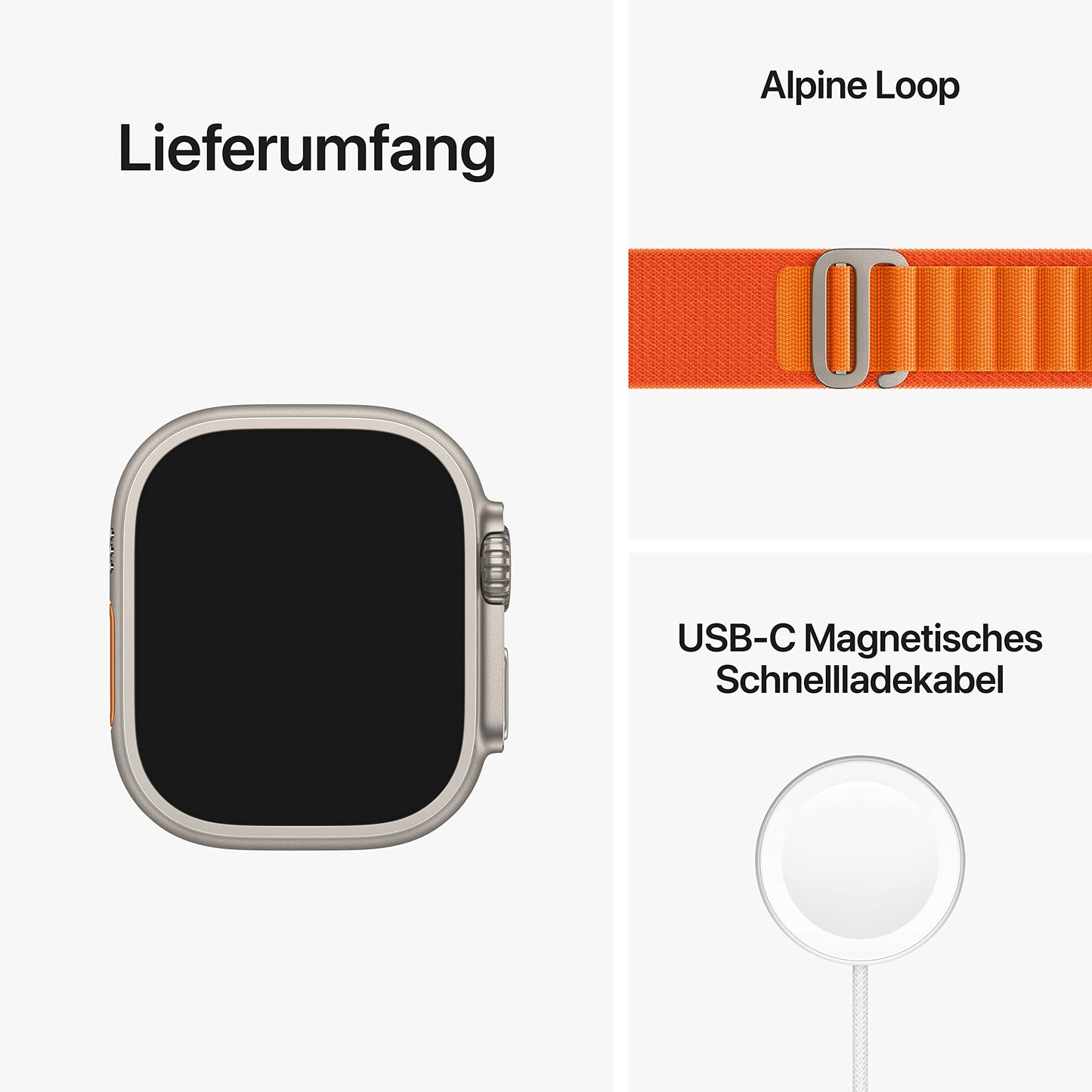 Apple Watch Ultra (GPS + Cellular, 49mm) Smartwatch - Titangehäuse, Alpine Loop Orange - Small. Fitnesstracker, präzisesGPS, Aktionstaste, extra Lange Batterielaufzeit, helleres Retina Display