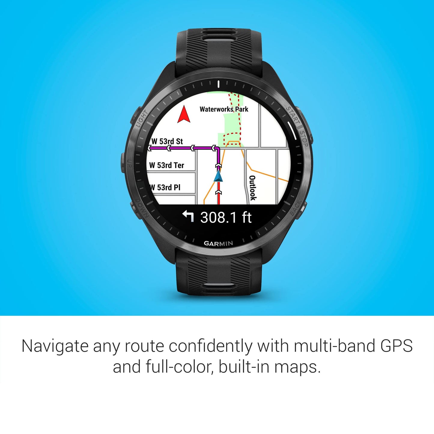 Garmin Forerunner® 965 Lauf-Smartwatch, buntes AMOLED-Display, Trainingsmessungen und Wiederherstellungsinformationen