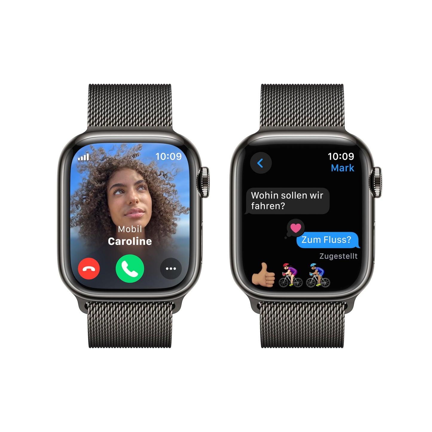 Apple Watch Series 9 (GPS + Cellular, 41 mm) Smartwatch mit Edelstahlgehäuse und Milanaise Armband in Graphit. Fitnesstracker, Blutsauerstoff und EKG Apps