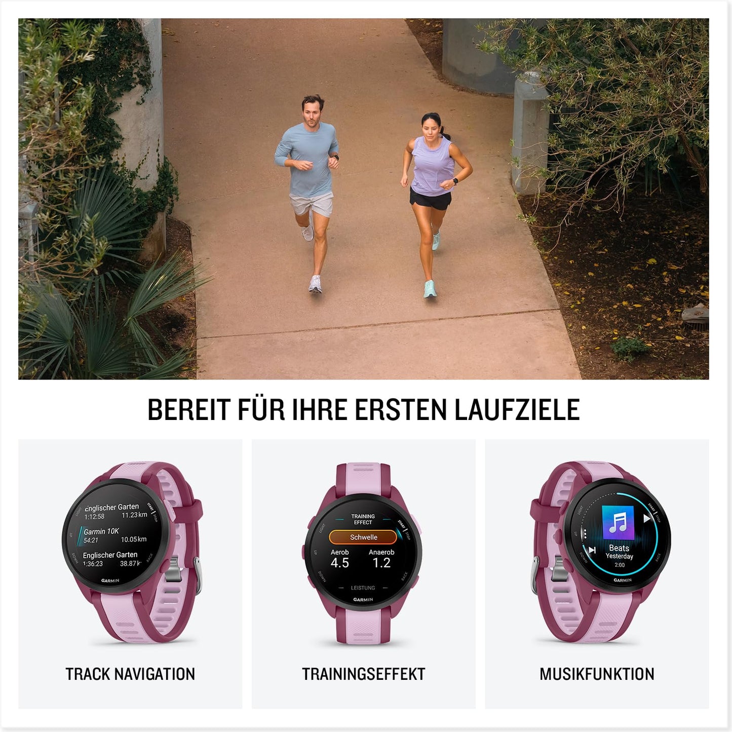 Garmin Forerunner 165 Music GPS-Laufuhr – 1,2” AMOLED, Trainingstipps, Gesundheit & Musik