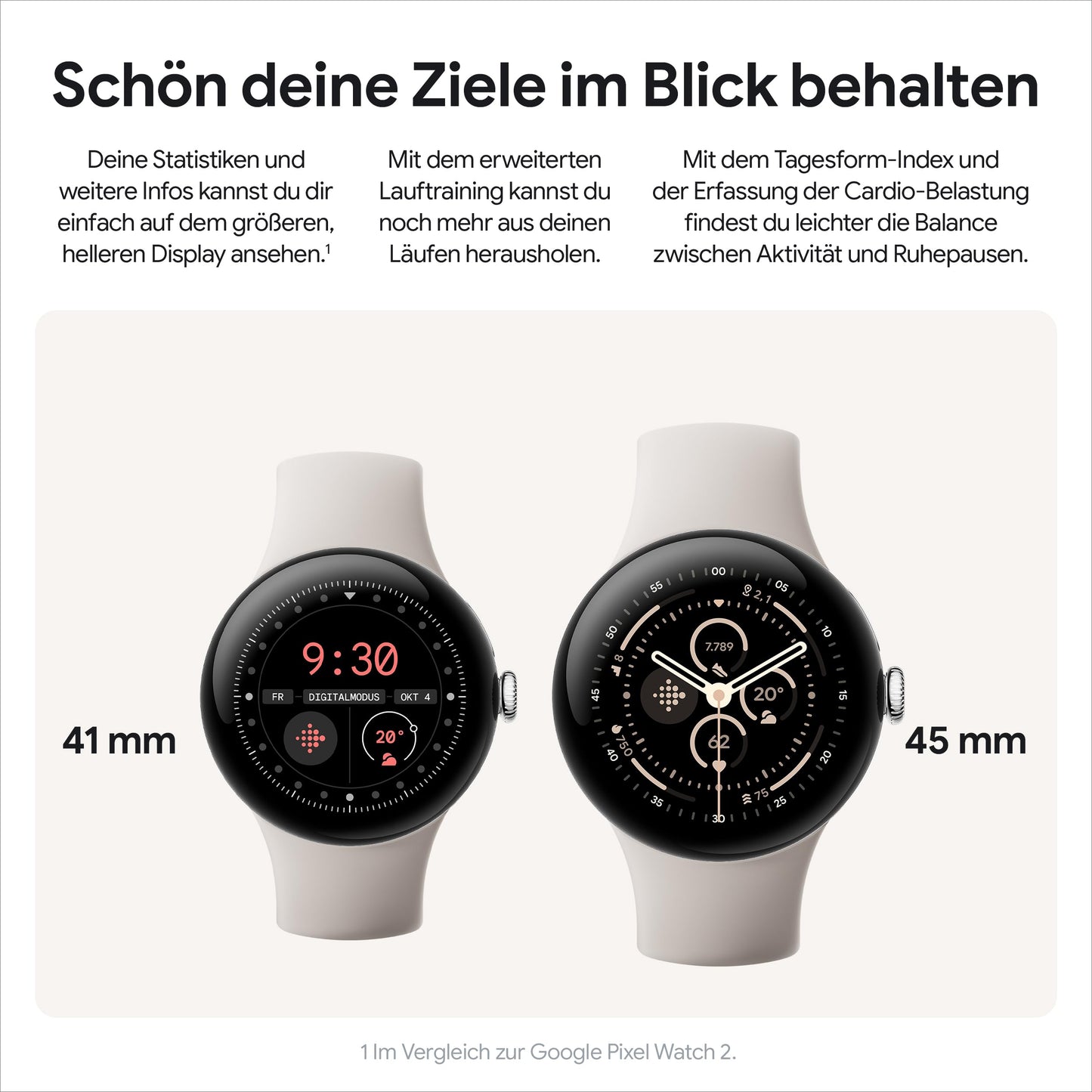 Google Pixel Watch 3 45mm LTE Smartwatch – Pulsmessung, Fitbit Running, Fitness & 24h Akku, Obsidian