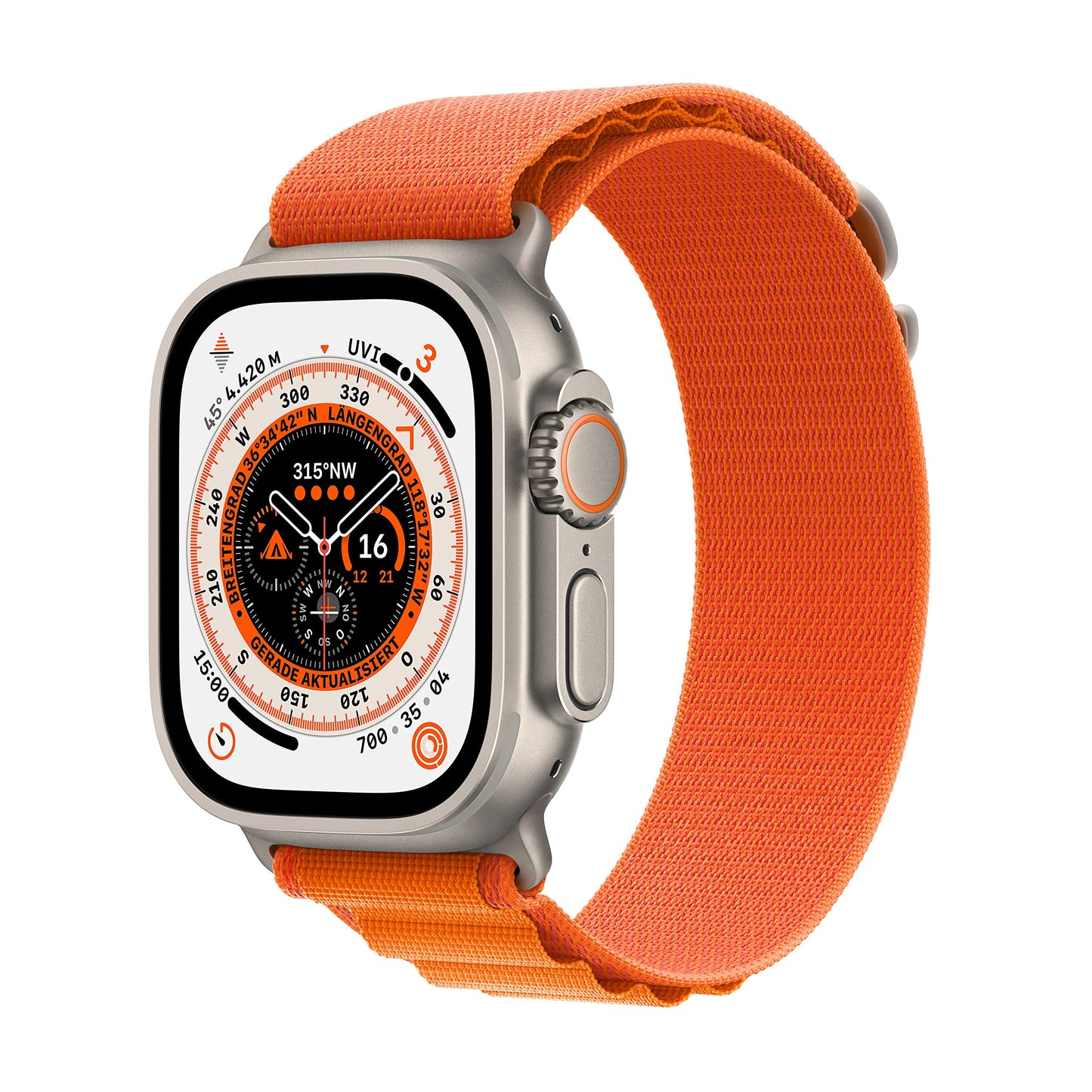 Apple Watch Ultra (GPS + Cellular, 49mm) Smartwatch - Titangehäuse, Alpine Loop Orange - Small. Fitnesstracker, präzisesGPS, Aktionstaste, extra Lange Batterielaufzeit, helleres Retina Display