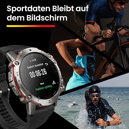 Amazfit Falcon 49mm Outdoor Smartwatch mit Dual-Band GPS, Smarter Sportcoach, Trainingsvorlagen, 150 Sportmodi, Saphir-Display, Titangehäuse in Militärqualität