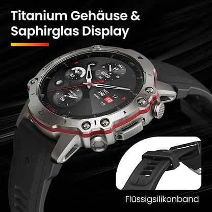 Amazfit Falcon 49mm Outdoor Smartwatch mit Dual-Band GPS, Smarter Sportcoach, Trainingsvorlagen, 150 Sportmodi, Saphir-Display, Titangehäuse in Militärqualität