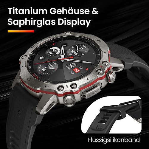 Amazfit Falcon 49mm Outdoor Smartwatch mit Dual-Band GPS, Smarter Sportcoach, Trainingsvorlagen, 150 Sportmodi, Saphir-Display, Titangehäuse in Militärqualität