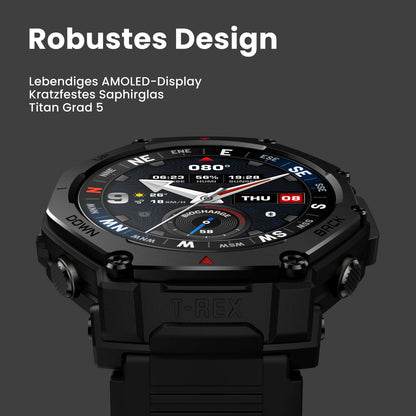Amazfit T-Rex 3 Pro Outdoor Smartwatch 48mm Saphir-AMOLED-Display, Titan-Lünette, Dualband-GPS, Offline-Karten, 25 Tage Akku, Integ