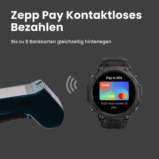 Amazfit T-Rex 3 Pro Outdoor Smartwatch 48mm Saphir-AMOLED-Display, Titan-Lünette, Dualband-GPS, Offline-Karten, 25 Tage Akku, Integ