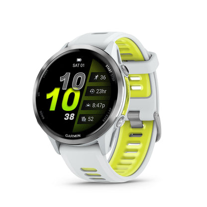 Garmin® Forerunner® 970, Premium GPS Running und Triathlon Smartwatch, AMOLED-Display, integrierte LED-Taschenlampe, Titan mit Whitestone-Gehäuse