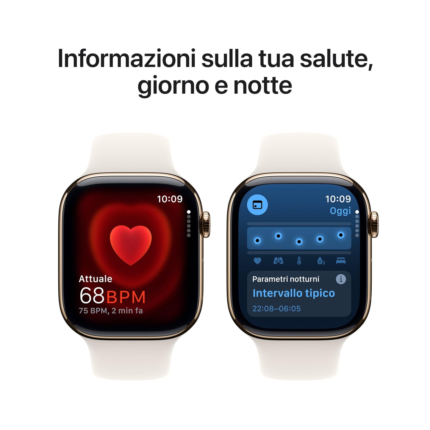 Apple Watch Series 10 [GPS + Cellular, 46mm] - Goldenes Titangehäuse und weißes Star-Sportarmband, M/L (Generalüberholt)