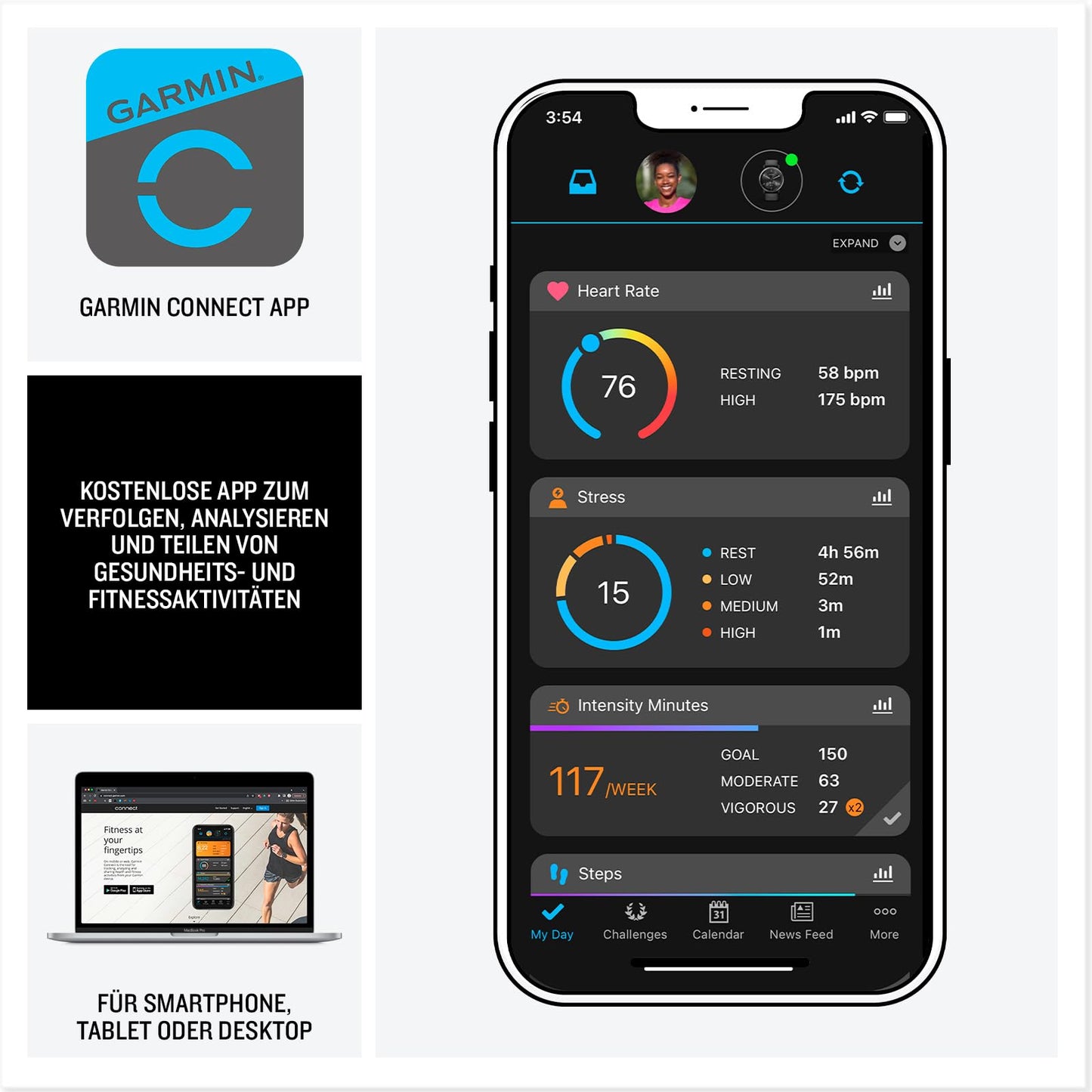 Garmin Forerunner 165 Music GPS-Laufuhr – 1,2” AMOLED, Trainingstipps, Gesundheit & Musik