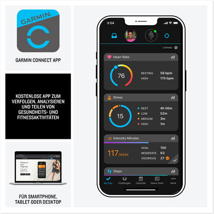 Garmin Forerunner 165 Music GPS-Laufuhr – 1,2” AMOLED, Trainingstipps, Gesundheit & Musik