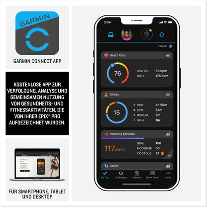 Garmin EPIX PRO 51mm – GPS-Multisport-Smartwatch mit brillantem 1,4“ AMOLED-Display und Touch-/Tastenbedienung. TOPO-Karten, 60 Sport-Apps, Garmin Music, Garmin Pay, bis zu 31 Tage Akkulaufzeit