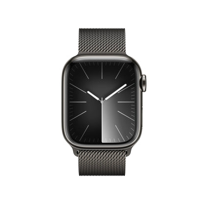 Apple Watch Series 9 (GPS + Cellular, 41 mm) Smartwatch mit Edelstahlgehäuse und Milanaise Armband in Graphit. Fitnesstracker, Blutsauerstoff und EKG Apps