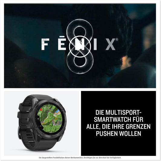 Garmin fēnix 8 51mm – Multisport-Smartwatch, 1,4" AMOLED Touch-/Tastendisplay, bis zu 29 Tage Akkulaufzeit, 80+ Sport-/Outdoor-Apps