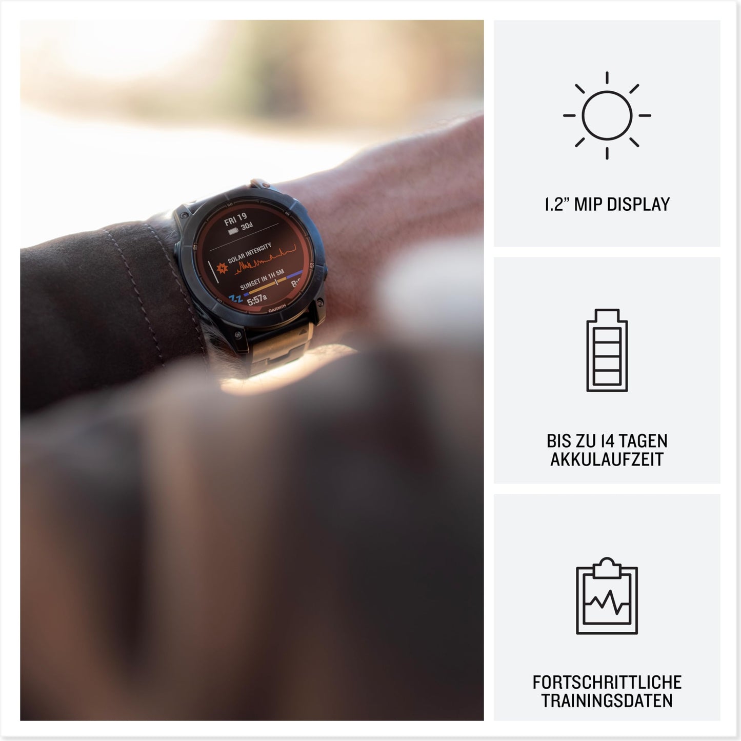 Garmin fēnix 7S Pro – GPS-Multisport-Smartwatch mit Solarladelinse, Farbdisplay und Touch-/Tastenbedienung, TOPO-Karten