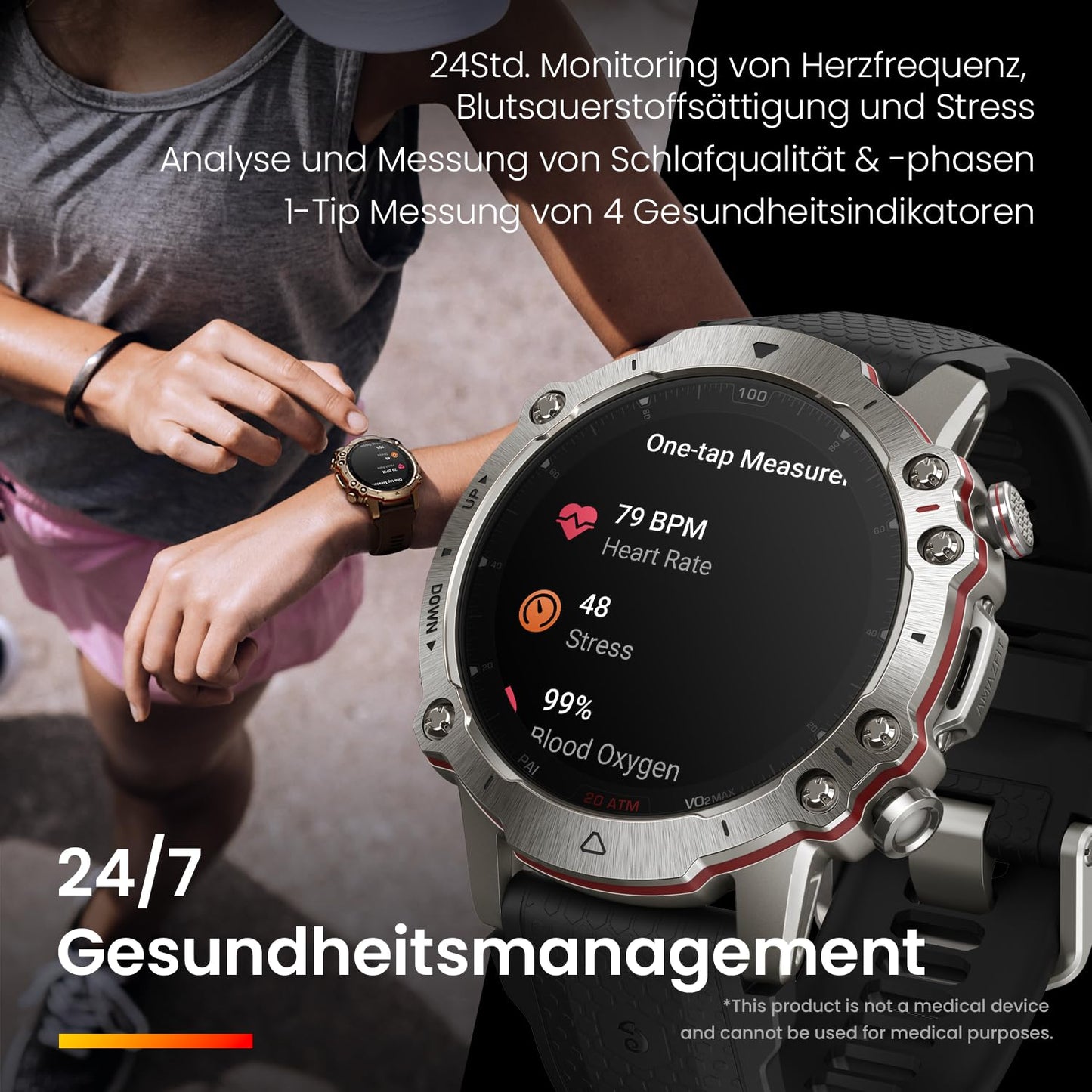 Amazfit Falcon 49mm Outdoor Smartwatch mit Dual-Band GPS, Smarter Sportcoach, Trainingsvorlagen, 150 Sportmodi, Saphir-Display, Titangehäuse in Militärqualität