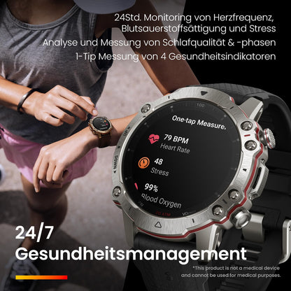 Amazfit Falcon 49mm Outdoor Smartwatch mit Dual-Band GPS, Smarter Sportcoach, Trainingsvorlagen, 150 Sportmodi, Saphir-Display, Titangehäuse in Militärqualität