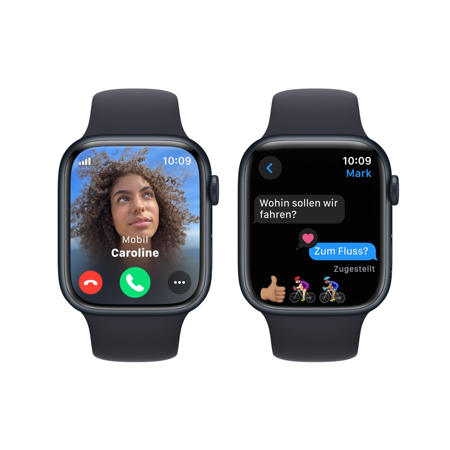 Apple Watch Series 9 (GPS + Cellular, 45 mm) Smartwatch mit Aluminiumgehäuse und Sportarmband M/L in Mitternacht. Fitnesstracker, Blutsauerstoff und EKG Apps