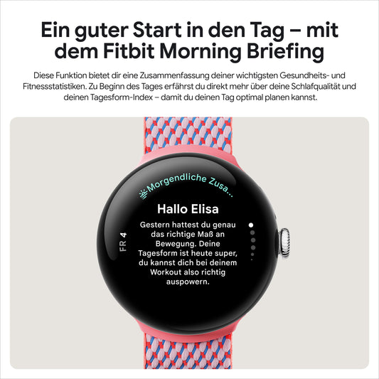 Google Pixel Watch 3 41mm Smartwatch – Herzfrequenz, Fitbit Running, Fitness, 24h Akku, Wi-Fi, Silber/Rose Quartz